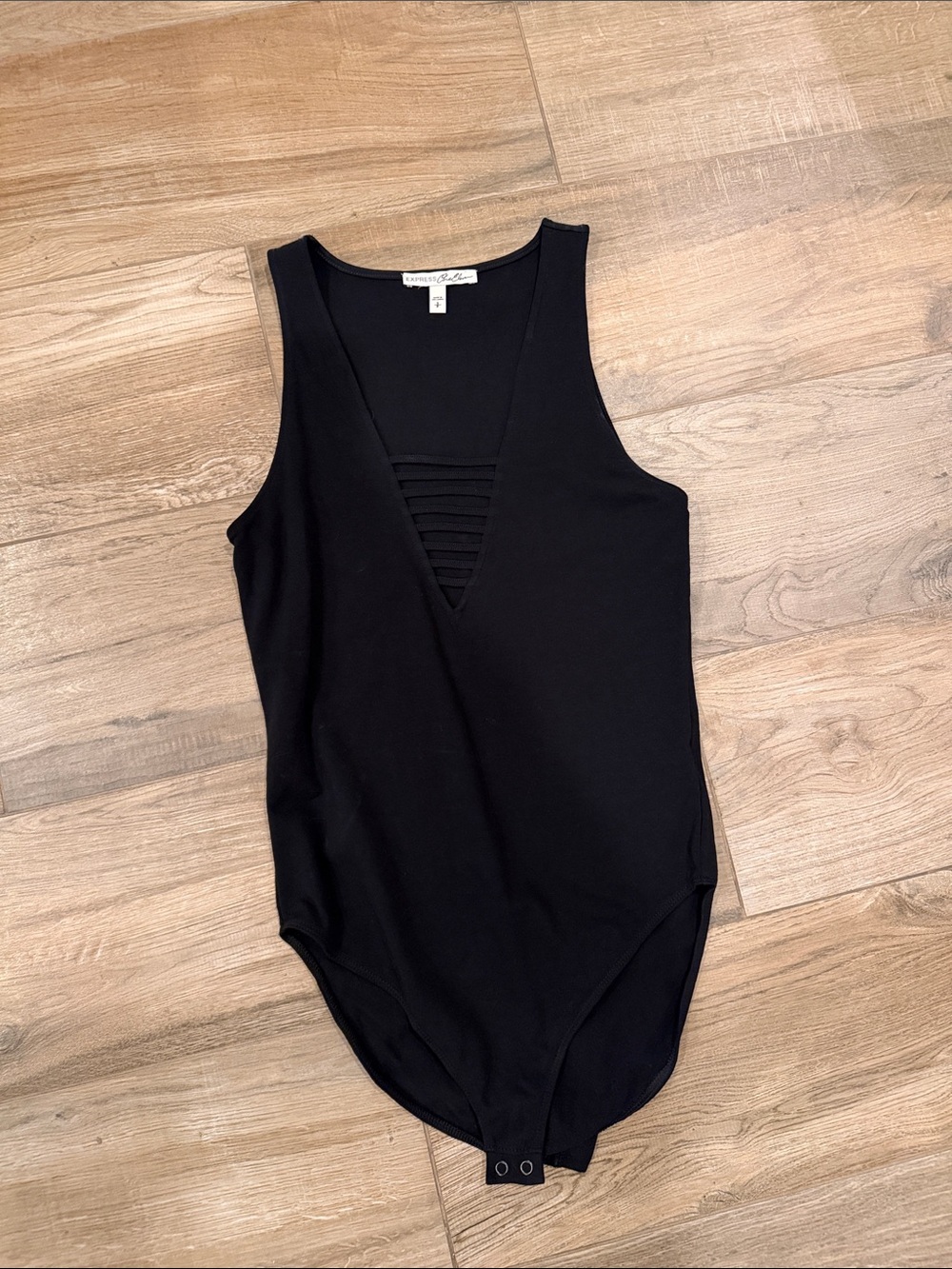 Express Sleeveless Black Ladder-Detail Bodysuit